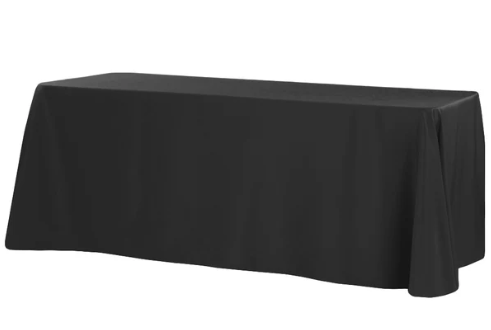 Black 90x132 inch Tablecloth for 6ft Rectangular Table